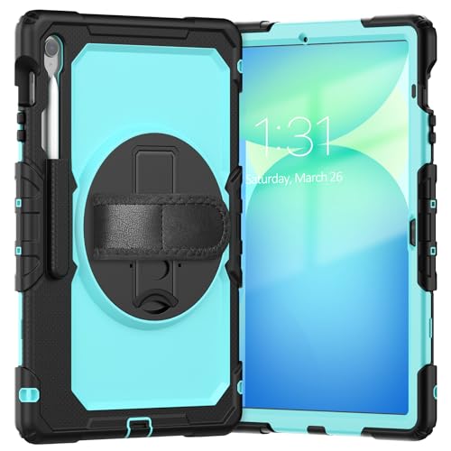 nincyee Strapazierfähige Tablet-Schutzhülle für Samsung Galaxy Tab S10 FE+ 13,3 Zoll (33,3 cm), 3-in-1, Regenbogenfarben, stoßfeste Silikonhülle mit Stifthalter, Schultergurt, Handschlaufe, klappbarem von nincyee