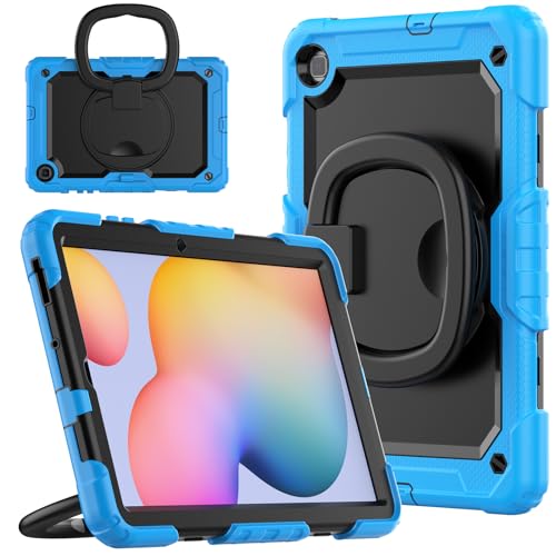 nincyee Strapazierfähige Tablet-Schutzhülle für Samsung Galaxy Tab S6 Lite 26,4 cm (10,4 Zoll), 3-in-1, stoßfeste Silikonhülle mit Stifthalter, Schultergurt, unsichtbare Halterung, klappbarer Ständer von nincyee
