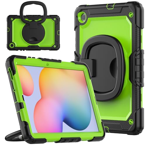 nincyee Strapazierfähige Tablet-Schutzhülle für Samsung Galaxy Tab S6 Lite 26,4 cm (10,4 Zoll), 3-in-1, stoßfeste Silikonhülle mit Stifthalter, Schultergurt, unsichtbare Halterung, klappbarer Ständer von nincyee