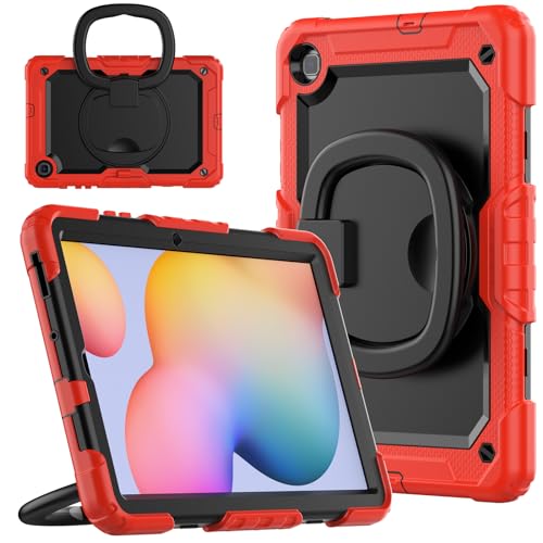 nincyee Strapazierfähige Tablet-Schutzhülle für Samsung Galaxy Tab S6 Lite 26,4 cm (10,4 Zoll), 3-in-1, stoßfeste Silikonhülle mit Stifthalter, Schultergurt, unsichtbare Halterung, klappbarer Ständer von nincyee