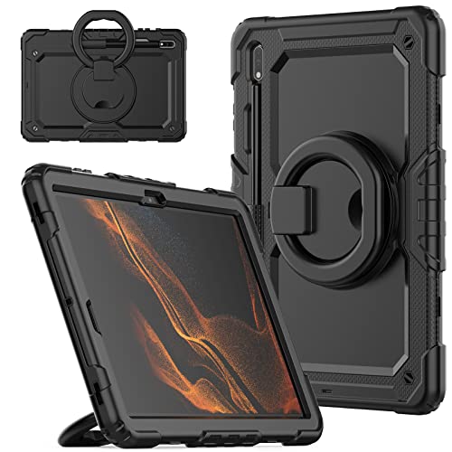 nincyee Strapazierfähige Tablet-Schutzhülle für Samsung Galaxy Tab S8+/S7+/S7 FE 12,5 Zoll, 3-in-1 stoßfeste Silikonhülle mit Stifthalter, Schultergurt, unsichtbare Halterung, klappbarer Ständer nincyee Strapazierfähige Tablet-Schutzhülle für Samsung Galaxy Tab S8+/S7+/S7 FE 12,5 Zoll, 3-in-1 stoßfeste Silikonhülle mit Stifthalter, Schultergurt, unsichtbare Halterung, klappbarer Ständer von nincyee
