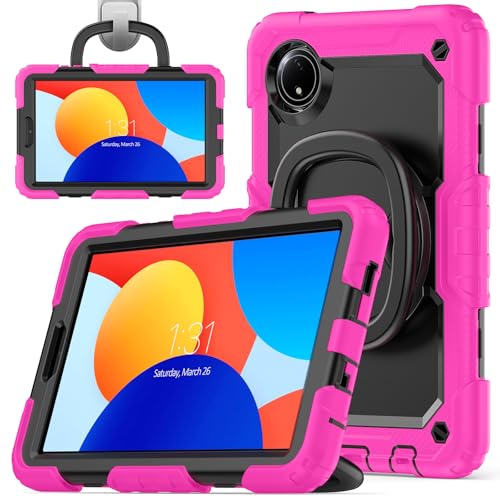 nincyee Strapazierfähige Tablet-Schutzhülle für Xiaomi Redmi Pad SE 22,1 cm (8,7 Zoll) 4G, 3-in-1 stoßfeste Silikon-Schutzhülle mit Stifthalter, Schultergurt, unsichtbare Halterung, klappbarer Ständer von nincyee