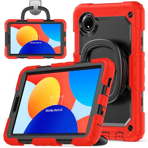 nincyee Strapazierfähige Tablet-Schutzhülle für Xiaomi Redmi Pad SE 22,1 cm (8,7 Zoll) 4G, 3-in-1 stoßfeste Silikon-Schutzhülle mit Stifthalter, Schultergurt, unsichtbare Halterung, klappbarer Ständer von nincyee