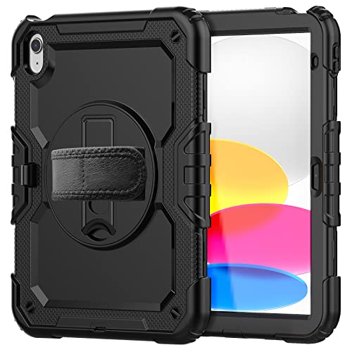 nincyee Strapazierfähige Tablet-Schutzhülle für iPad 11. A16 2025/10. 27,7 cm (11 Zoll) 2022, 3-in-1 stoßfeste Silikonhülle mit Stifthalter, Schultergurt, Handschlaufe, klappbarem Ständer von nincyee