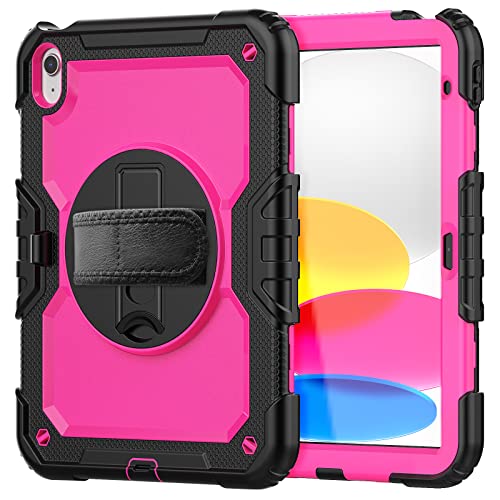 nincyee Strapazierfähige Tablet-Schutzhülle für iPad 11. A16 2025/10. 27,7 cm (11 Zoll) 2022, 3-in-1 stoßfeste Silikonhülle mit Stifthalter, Schultergurt, Handschlaufe, klappbarem Ständer von nincyee
