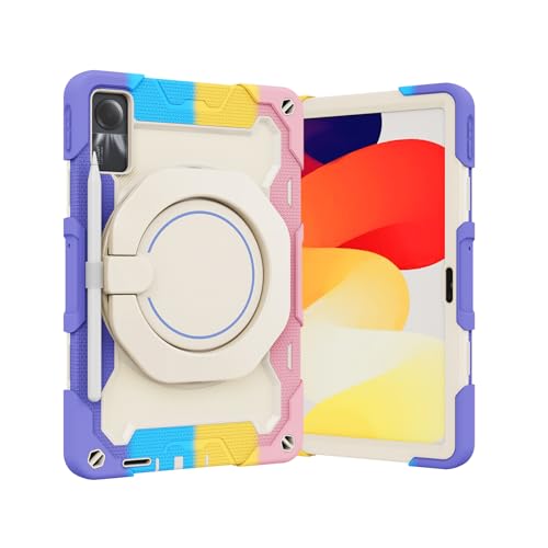 nincyee Tablet-Schutzhülle aus Silikon für Xiaomi Redmi Pad SE 27,9 cm (11 Zoll), stoßfeste Hülle mit Stifthalter, Schultergurt, drehbarer großer Ring zum Aufhängen für Kinder von nincyee