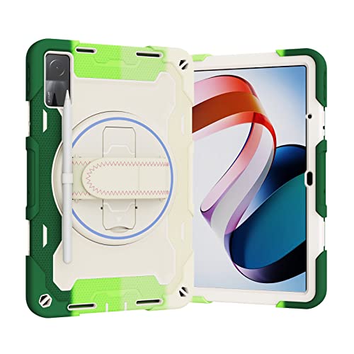 nincyee Tablet-Schutzhülle für Xiaomi Redmi Pad 26,9 cm (10,6 Zoll), Kinder, Regenbogenfarben, strapazierfähig, Silikon, stoßfest, mit Stifthalter, Schultergurt, drehbarer Klappständer, Handschlaufe von nincyee
