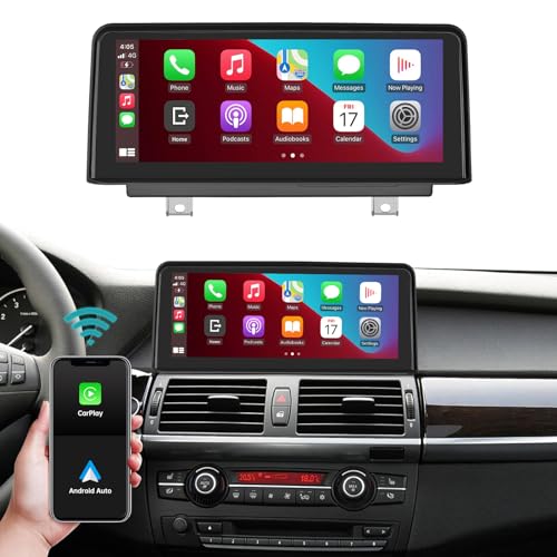 Ninetom 10,25 Zoll Touchscreen-Autoradio für BMW X5/X6 E70 E71 2011–2013 mit CIC-System, unterstützt Apple Carplay/Android Auto/Mirrorlink/GPS-Navigation, Upgrade des Auto-Stereo-Displays von ninetom