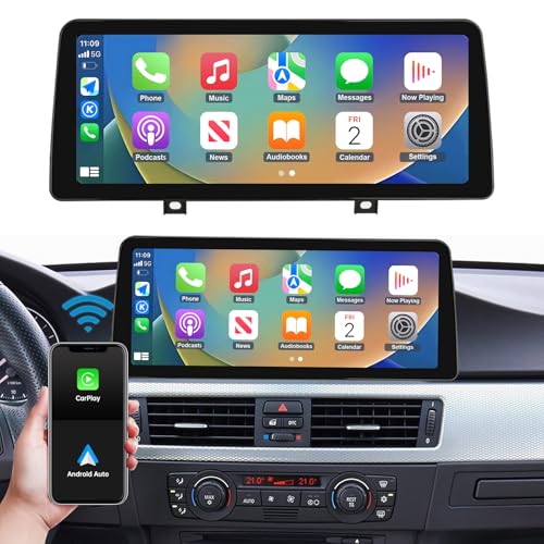 Ninetom Autoradio 12,3 Zoll Touchscreen mit kabellosem Carplay und Android Auto für 2005-2008 BMW 3er E90 E91 E92 E93 mit CCC-System, unterstützt Mirrorlink, Kamera, Navigation von ninetom