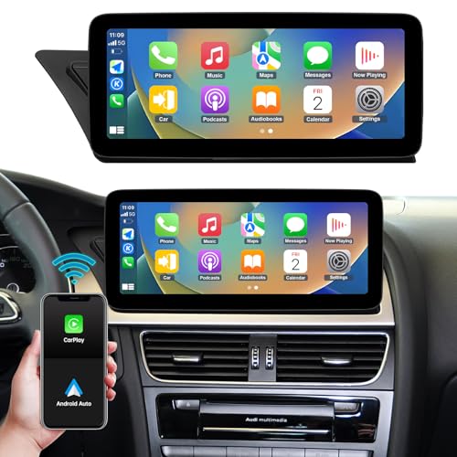 Ninetom Autoradio 12,3 Zoll Touchscreen mit kabellosem Carplay & Android Auto für 2009–2015 Audi A4 A5 S4 S5 mit 3G MMI+ System, unterstützt Mirrorlink, Kamera, Navigation von ninetom