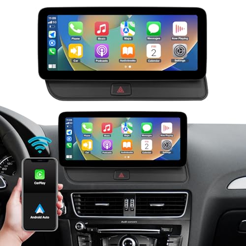 Ninetom Autoradio 12,3 Zoll Touchscreen mit kabellosem Carplay und Android Auto für 2009–2017 Audi Q5 mit 2G MMI+ System, unterstützt Mirrorlink, Kamera, Navigation von ninetom