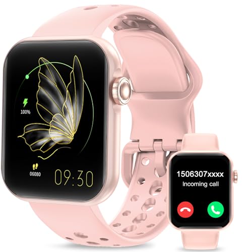 niolina Smartwatch Herren Damen mit Telefonfunktion, 1,83 Zoll HD Touchscreen Fitnessuhr, 110+ Sportmodi mit Schrittzähler/Herzfrequenz/Schlafmonitor, Smart Watch Wasserdicht für iOS Android, Rosa von niolina