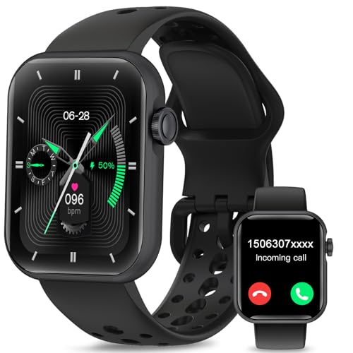 niolina Smartwatch Herren Damen mit Telefonfunktion, 1,83 Zoll HD Touchscreen Fitnessuhr, 110+ Sportmodi mit Schrittzähler/Herzfrequenz/Schlafmonitor, Smart Watch Wasserdicht für iOS Android, Schwarz von niolina