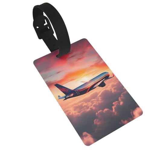 Wiederverwendbare Gepäckanhänger im Flugzeug, Sonnenuntergänge, Himmel, stilvolles Reise-/Urlaubszubehör von njkhbolk