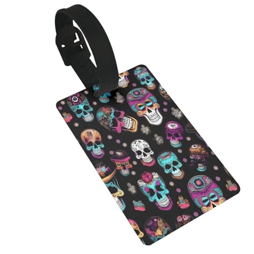Wiederverwendbare Gepäckanhänger im Zucker- und Totenkopf-Stil, stilvolles Reise-Zubehör Wiederverwendbare Gepäckanhänger im Zucker- und Totenkopf-Stil, stilvolles Reise-Zubehör von njkhbolk