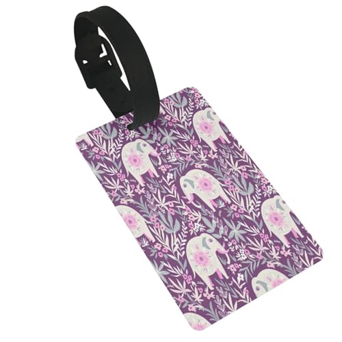 Wiederverwendbare Gepäckanhänger mit Blumen-Elefanten-Druck, stilvolles Reise-Urlaubszubehör von njkhbolk