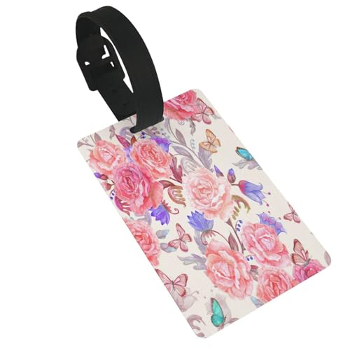 Wiederverwendbare Gepäckanhänger mit Blumen- und Rosen- und Schmetterlings-Aufdruck, stilvolles Reise-Zubehör von njkhbolk