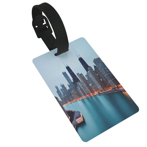 Wiederverwendbare Gepäckanhänger mit Chicago-Druck, stilvolles Reise-Urlaubszubehör von njkhbolk