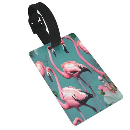 Wiederverwendbare Gepäckanhänger mit Flamingo-Blumen-Druck, stilvolles Reise-Urlaubszubehör von njkhbolk