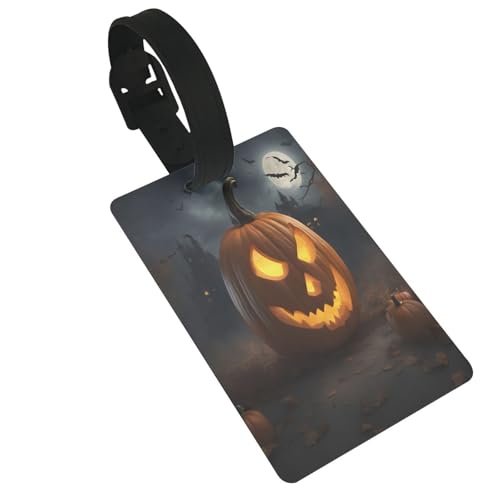 Wiederverwendbare Gepäckanhänger mit Halloween-Kürbis-Druck, stilvolles Reise-Urlaubszubehör von njkhbolk