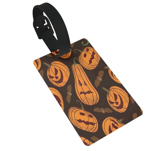 Wiederverwendbare Gepäckanhänger mit Halloween-Kürbis-Druck, stilvolles Reise-Urlaubszubehör von njkhbolk