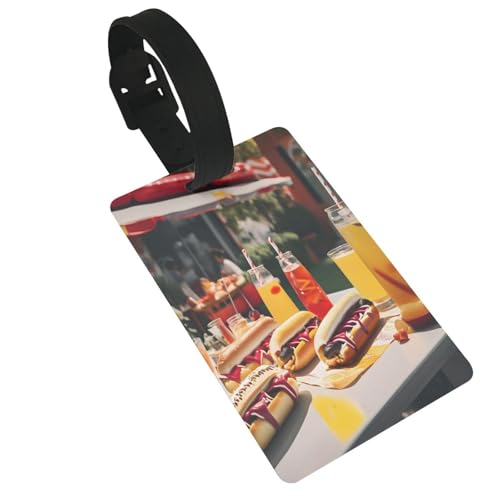 Wiederverwendbare Gepäckanhänger mit Hotdog- und Limonade-Druck, stilvolles Reise-Urlaubszubehör von njkhbolk
