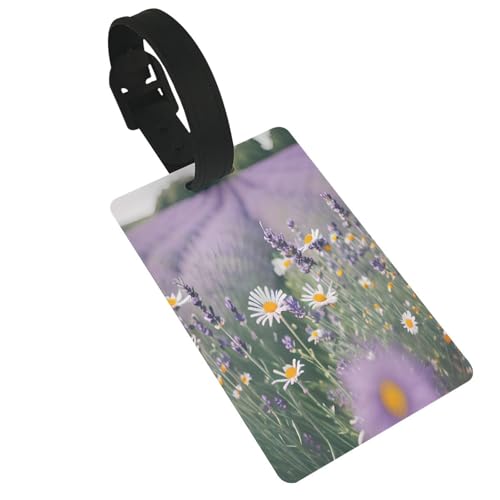 Wiederverwendbare Gepäckanhänger mit Lavendel- und Gänseblümchen-Aufdruck, stilvolles Reise-Urlaubszubehör von njkhbolk