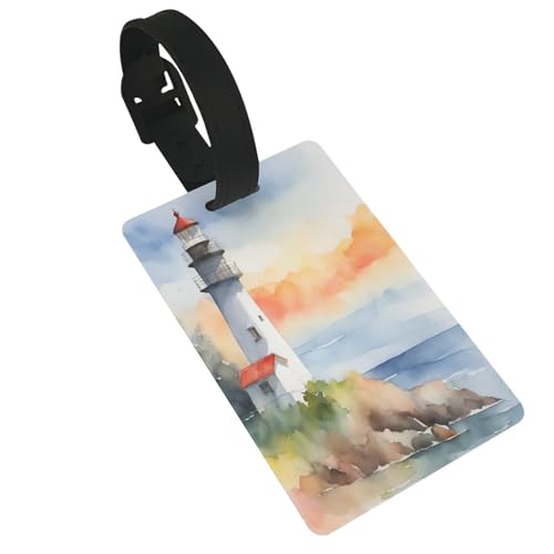 Wiederverwendbare Gepäckanhänger mit Leuchtturm-Aufdruck, stilvolles Reise-/Urlaubszubehör von njkhbolk