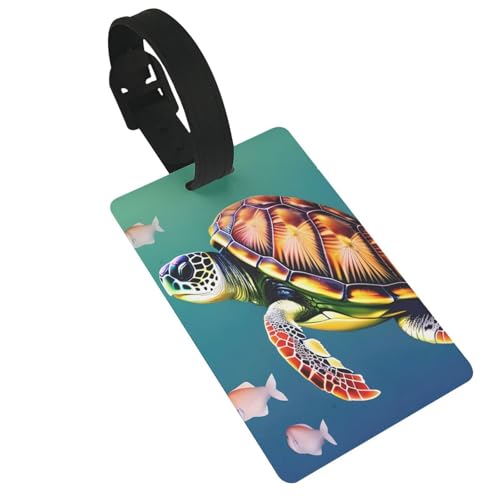 Wiederverwendbare Gepäckanhänger mit Meeresschildkröte mit Fischen, stilvolles Reise- und Urlaubszubehör Wiederverwendbare Gepäckanhänger mit Meeresschildkröte mit Fischen, stilvolles Reise- und Urlaubszubehör von njkhbolk