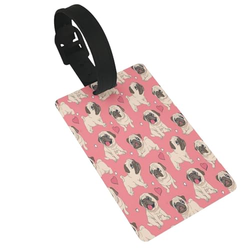 Wiederverwendbare Gepäckanhänger mit Mops-Aufdruck, stilvolles Reise-/Urlaubszubehör Wiederverwendbare Gepäckanhänger mit Mops-Aufdruck, stilvolles Reise-/Urlaubszubehör von njkhbolk