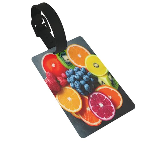 Wiederverwendbare Gepäckanhänger mit Obst-Regenbogen-Druck, stilvolles Reise-Urlaubszubehör von njkhbolk