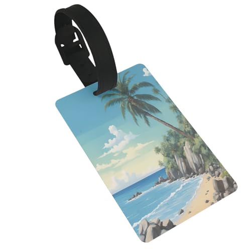 Wiederverwendbare Gepäckanhänger mit Palmenmotiv, Rocky Shore, stilvolles Reise-Zubehör von njkhbolk