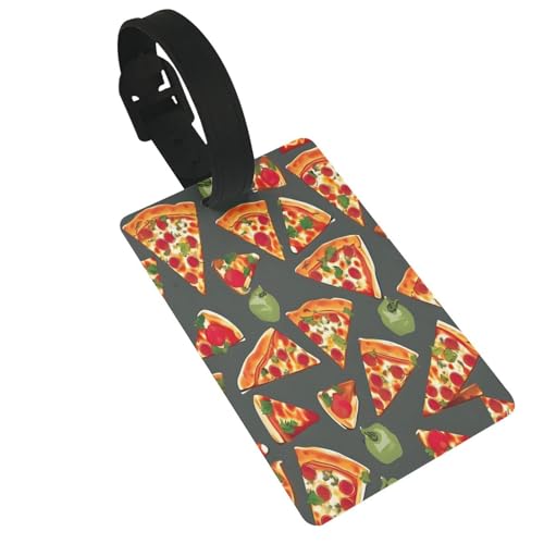 Wiederverwendbare Gepäckanhänger mit Pizza-Muster, stilvolles Reise- und Urlaubszubehör von njkhbolk