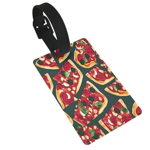 Wiederverwendbare Gepäckanhänger mit Pizza-Muster, stilvolles Reise- und Urlaubszubehör von njkhbolk