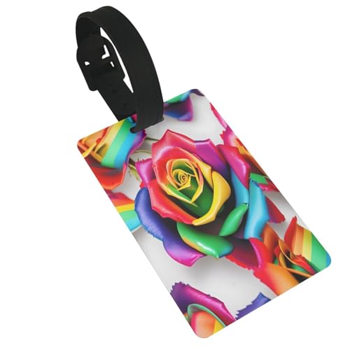 Wiederverwendbare Gepäckanhänger mit Regenbogen-Rosen-Motiv, stilvolles Reise-Urlaubszubehör Wiederverwendbare Gepäckanhänger mit Regenbogen-Rosen-Motiv, stilvolles Reise-Urlaubszubehör von njkhbolk