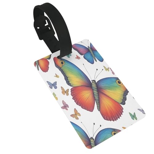 Wiederverwendbare Gepäckanhänger mit Regenbogen-Schmetterling-Aufdruck, stilvolles Reise-Urlaubszubehör von njkhbolk