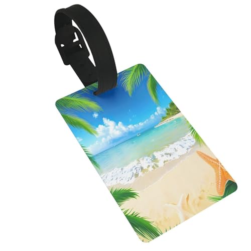 Wiederverwendbare Gepäckanhänger mit Seestern, Strand, Palmen, stilvolles Reise-Zubehör von njkhbolk