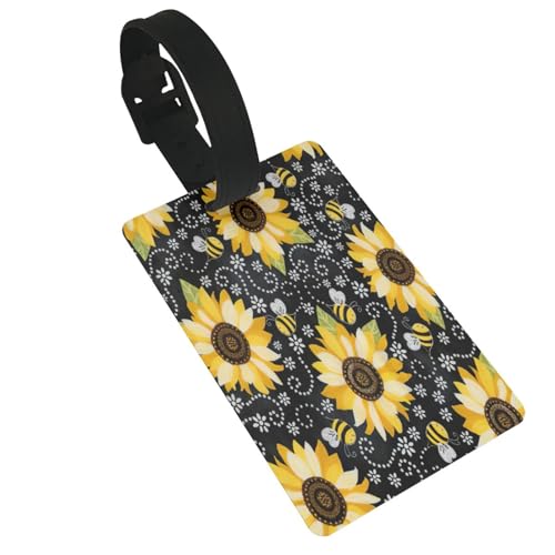 Wiederverwendbare Gepäckanhänger mit Sonnenblumen-Motiv, stilvolles Reise-/Urlaubszubehör von njkhbolk