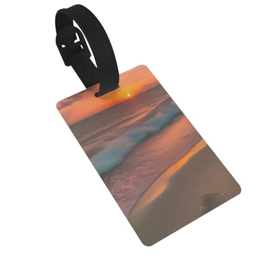 Wiederverwendbare Gepäckanhänger mit Sonnenuntergang am Strand, stilvolles Reise-/Urlaubszubehör von njkhbolk