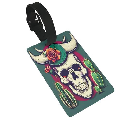 Wiederverwendbare Gepäckanhänger mit Totenkopf und niedlichem Kaktusdruck, stilvolles Reise-Urlaubszubehör Wiederverwendbare Gepäckanhänger mit Totenkopf und niedlichem Kaktusdruck, stilvolles Reise-Urlaubszubehör von njkhbolk