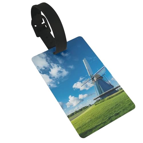 Wiederverwendbare Gepäckanhänger mit Windmühlen-Motiv, stilvolles Reise-Urlaubszubehör von njkhbolk