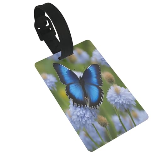 Wiederverwendbare Gepäckanhänger mit blauem Schmetterlings-Aufdruck, stilvolles Reise- und Urlaubszubehör von njkhbolk