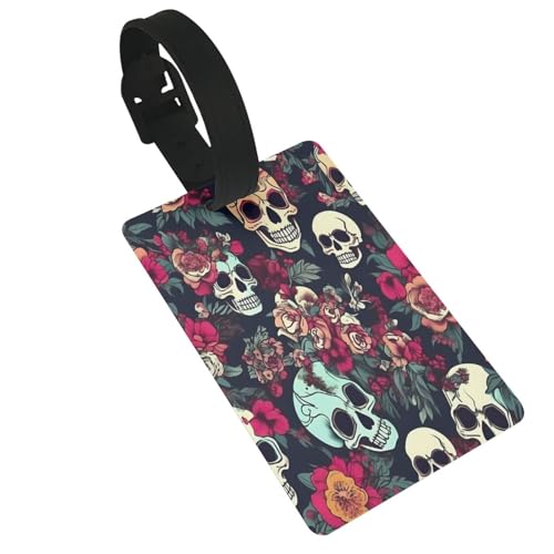Wiederverwendbare Gepäckanhänger mit buntem Totenkopf-Motiv, stilvolles Reise-Urlaubszubehör von njkhbolk