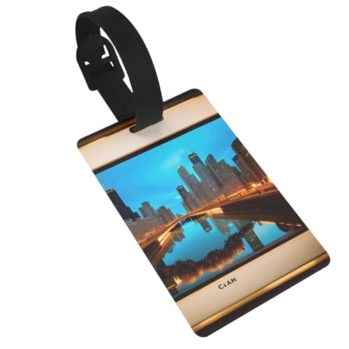 Wiederverwendbare Gepäckanhänger mit reflektierendem Chicago-Druck, stilvolles Reise- und Urlaubszubehör von njkhbolk
