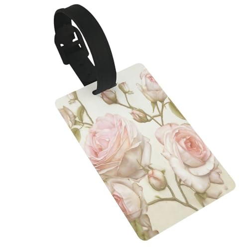 Wiederverwendbare Gepäckanhänger mit rosa Rosen, stilvolles Reise-Urlaubszubehör von njkhbolk