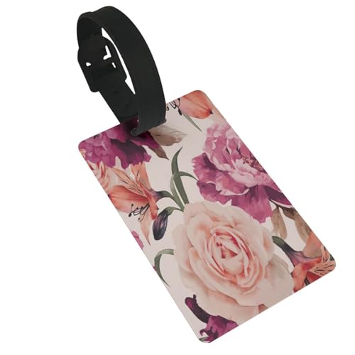 Wiederverwendbare Gepäckanhänger mit rosa Rosen-Motiv, stilvolles Reise-Urlaubszubehör von njkhbolk