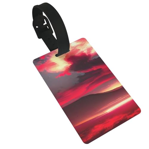 Wiederverwendbare Gepäckanhänger mit rotem Himmel bei Nacht, stilvolles Reise-/Urlaubszubehör von njkhbolk