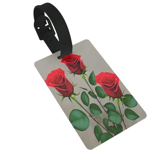 Wiederverwendbare Gepäckanhänger mit roten Rosen, 1 Druck, stilvolles Reise-Urlaubszubehör von njkhbolk
