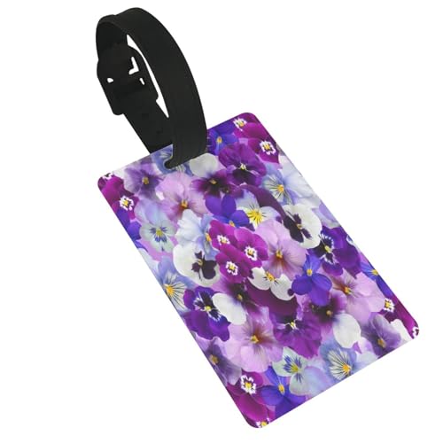 Wiederverwendbare Gepäckanhänger mit violettem Blumendruck, stilvolles Reise- und Urlaubszubehör von njkhbolk
