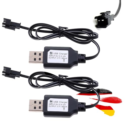 2 Stück USB-Ladekabel 3,7V 500-mAh SM-2P Stecker mit LED-Anzeige, Schnellladung Li-Ion, NI-MH Akku, Batterie, RC Fahrzeug, Auto, Drohne, Bagger, Beleuchtung, Spielzeug, Elektronische Geräte, Werkzeug 2 Stück USB-Ladekabel 3,7V 500-mAh SM-2P Stecker mit LED-Anzeige, Schnellladung Li-Ion, NI-MH Akku, Batterie, RC Fahrzeug, Auto, Drohne, Bagger, Beleuchtung, Spielzeug, Elektronische Geräte, Werkzeug von njoyn